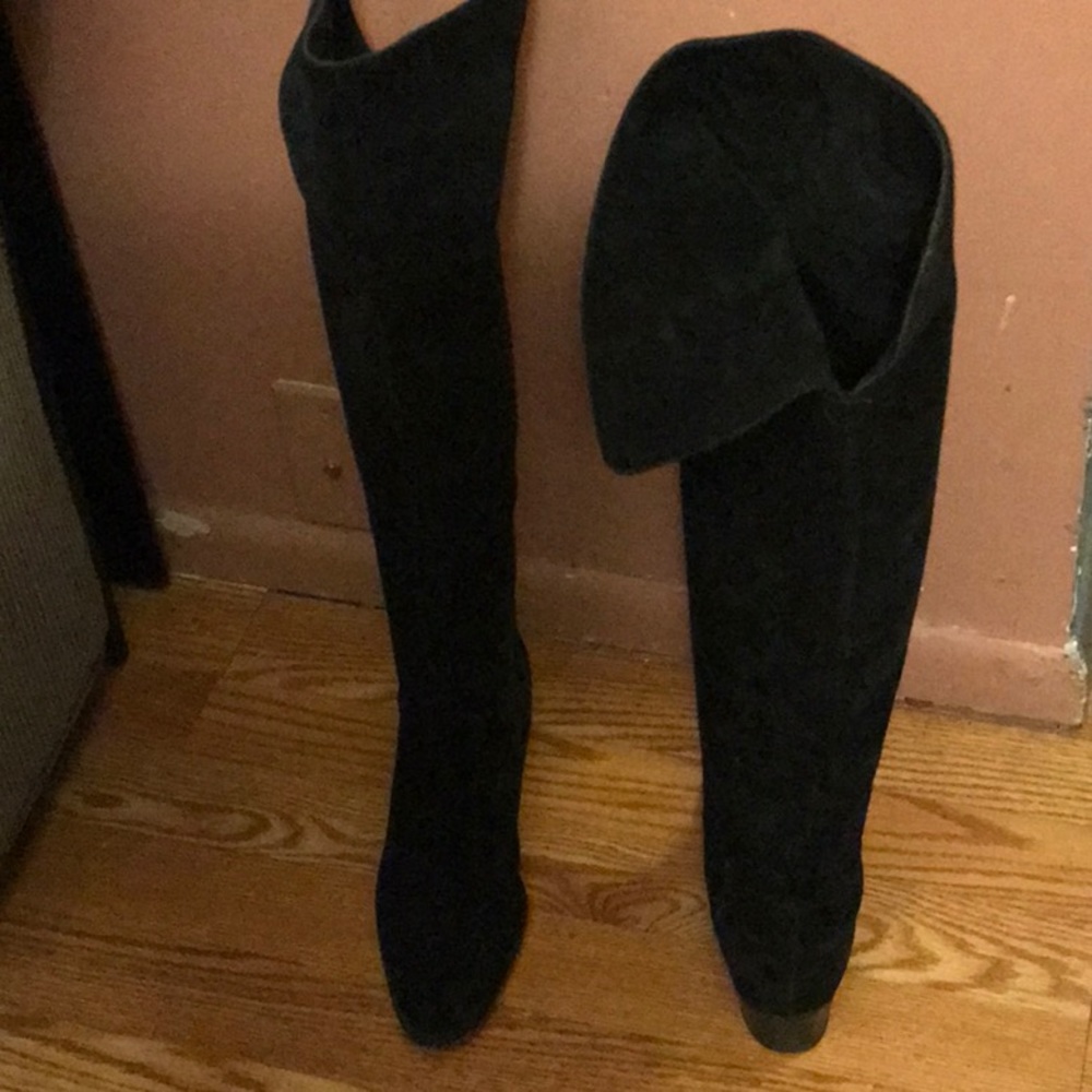 Adrienne Vittadini Black Suede Knee High boots 8 - Picture 2 of 8